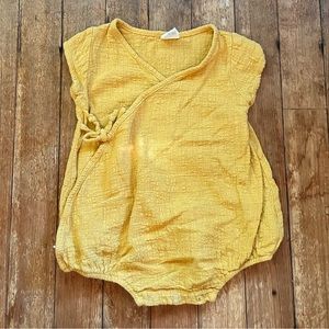 Mini Powder Cotton Wrap-Top Romper Onesie 9-12mo